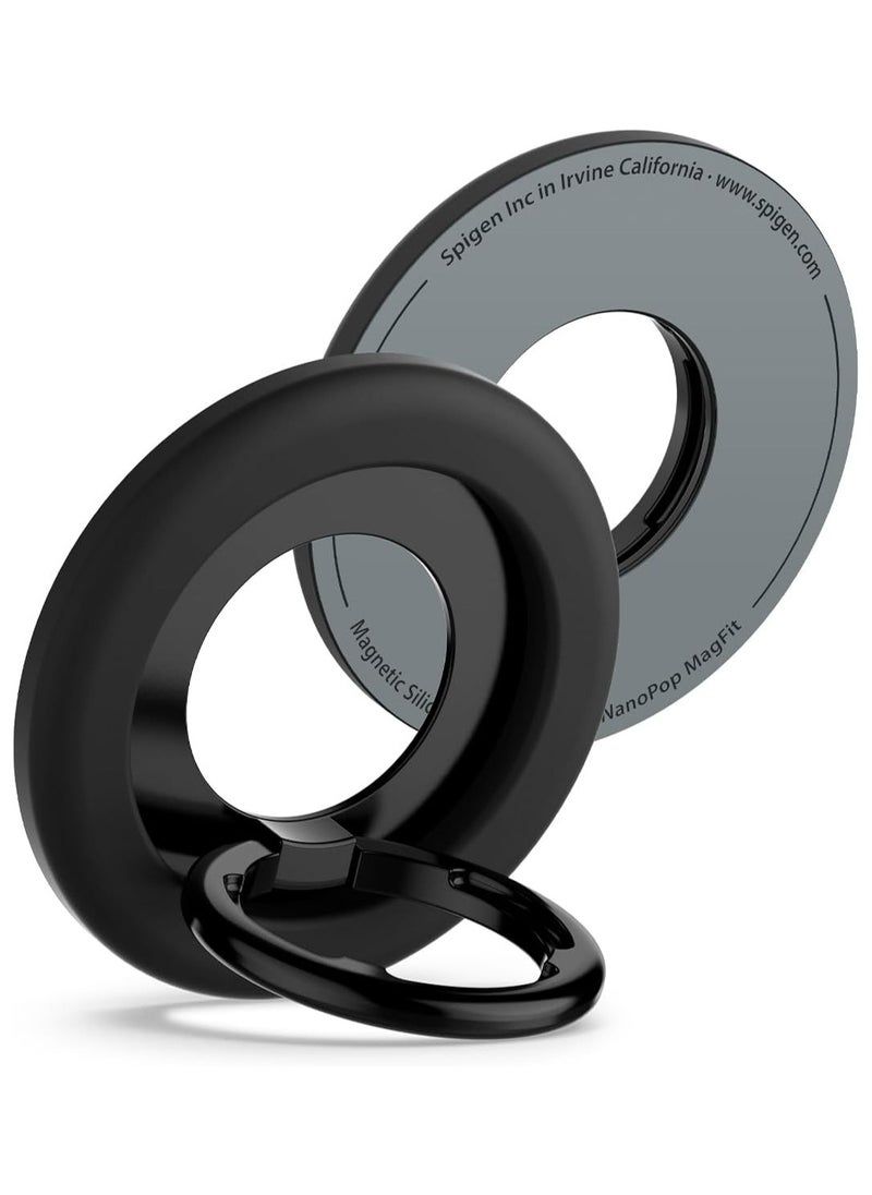 Spigen Nano Pop MagFit Magnetic Silicone Phone Grip Adjustable Holder Ring Kickstand compatible with MagSafe Case & iPhone 16 Pro Max, 16 Pro, 16 Plus, 15/14/13/12 series - Black Sesame  - Image 1
