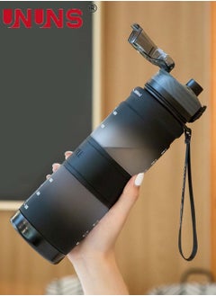 UNUNS Motivational Sports Water Bottle,34oz Sports Water Bottle With Time Marker,Tritan,BPA Free,Fast Flow Technology With Heat Shield,Portable Sport Water Bottle  - Image 1