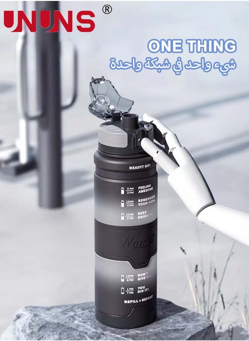 UNUNS Motivational Sports Water Bottle,34oz Sports Water Bottle With Time Marker,Tritan,BPA Free,Fast Flow Technology With Heat Shield,Portable Sport Water Bottle  - Image 4