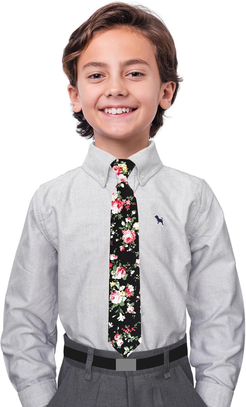BELLUNO Boys' Floral Ties, Hook and Loop Pre-tied Flower Ties for Little Kids and Pre-teens - Image 2