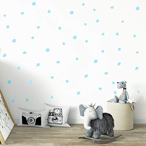 The Boho Design Hand Drawn Circle Dots Wall Decals Peel and Stick for Kids, Baby Bedroom Nursery and Living Room. 144 pcs Vinyl Wall Stickers Decor (Blue) - Image 1