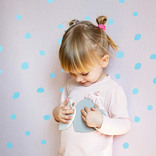 The Boho Design Hand Drawn Circle Dots Wall Decals Peel and Stick for Kids, Baby Bedroom Nursery and Living Room. 144 pcs Vinyl Wall Stickers Decor (Blue) - Image 3