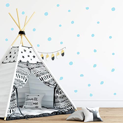 The Boho Design Hand Drawn Circle Dots Wall Decals Peel and Stick for Kids, Baby Bedroom Nursery and Living Room. 144 pcs Vinyl Wall Stickers Decor (Blue) - Image 2