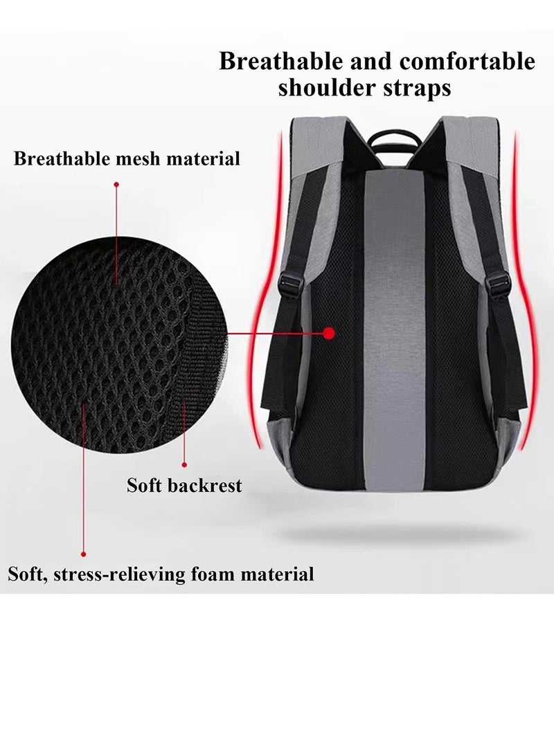كوكيجو حقيبة ظهر لابتوب  للرجال والنساء، حقيبة سفر للأعمال مع منفذ شحن USB، حقيبة لجامعة المدرسة تناسب الكمبيوتر المحمول بحجم 15.6 بوصة (رمادي) - Image 5