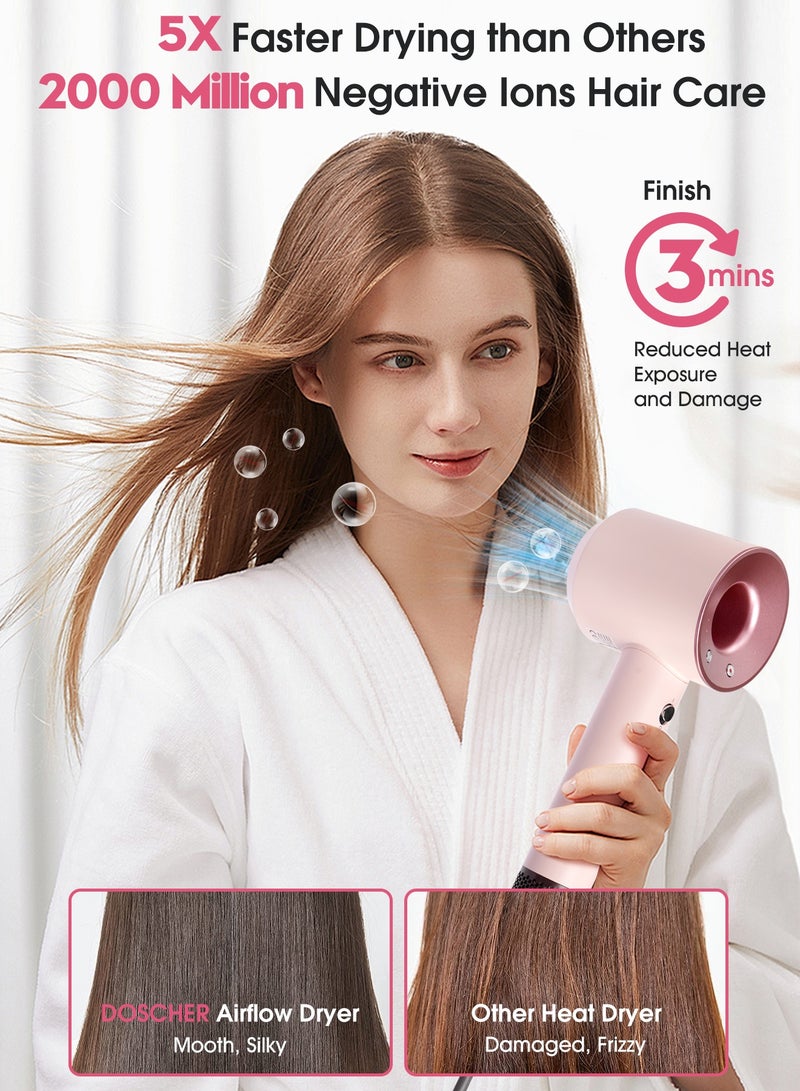 DOSCHER Hair Dryer with Diffuser, Professional-Grade Model Featuring 3 Heat&2 Speed Options, High-Speed Hair Dryer with 110,000 RPM, Lightweight and Portable for Both Home Use and Travel. - Image 3