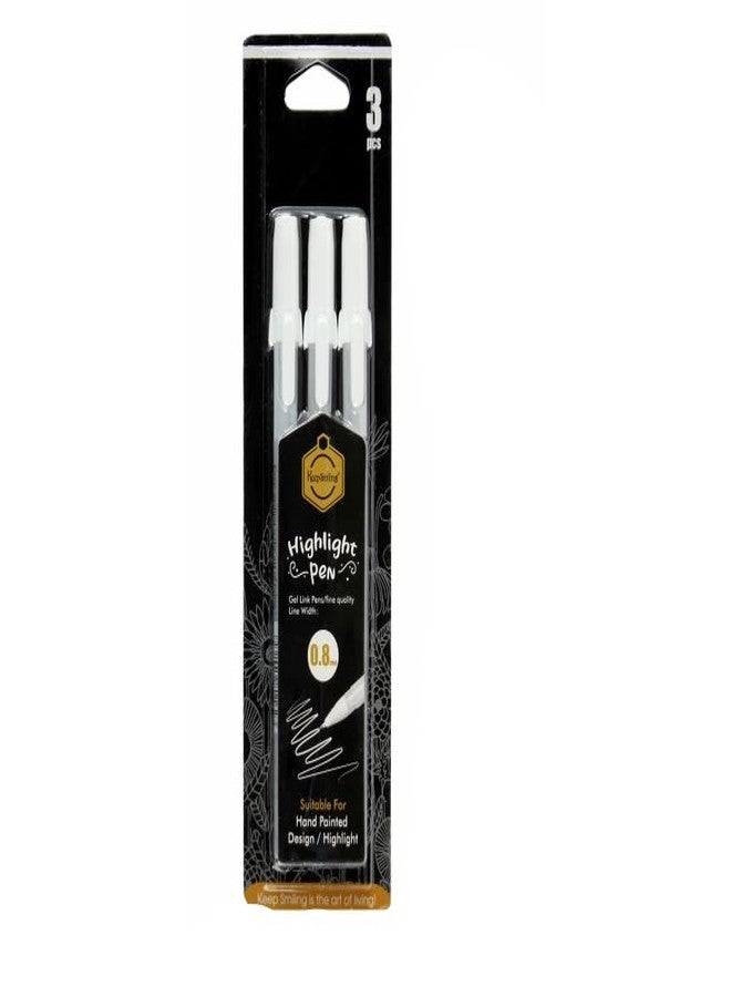 HAKIM'S HS Gel Pen 0.8MM Pack of 3 (White) - Image 1