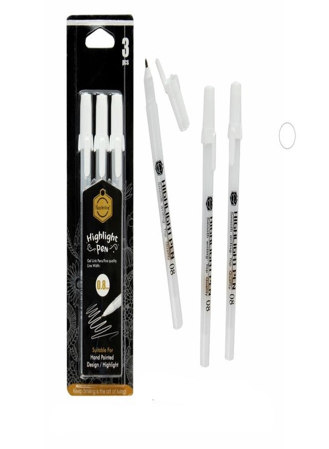 HAKIM'S HS Gel Pen 0.8MM Pack of 3 (White) - Image 2