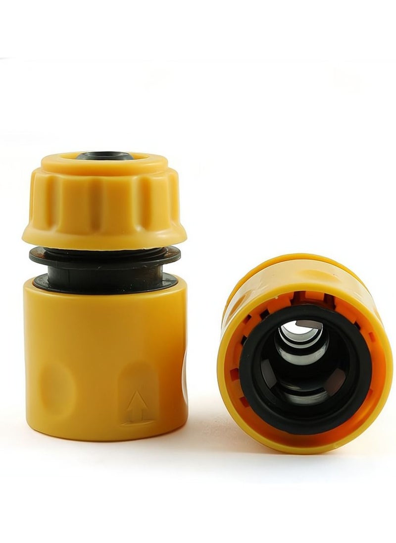 Hose End Connector, Hose Pipe End Quick Connect fitting for 1/2 inch Hosepipe Tap End Quick Connector, Garden Irrigation Hose Pipe Quick Connectors Adaptors Garden Tools, 6 Pack (Yellow)