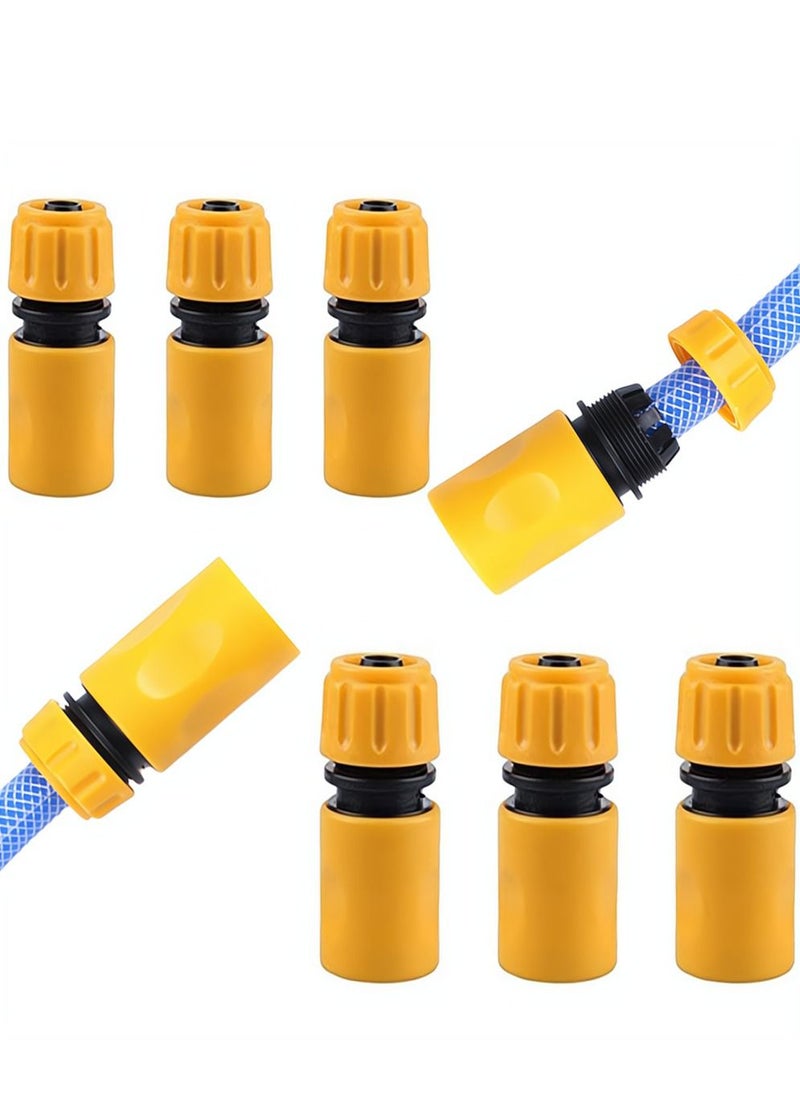 Hose End Connector, Hose Pipe End Quick Connect fitting for 1/2 inch Hosepipe Tap End Quick Connector, Garden Irrigation Hose Pipe Quick Connectors Adaptors Garden Tools, 6 Pack (Yellow)