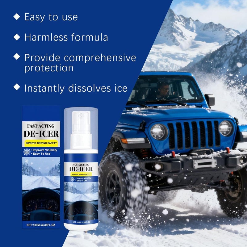 Windshield Defroster Spray - Ice Remover for Vehicles, Powerful Snow Melting Spray, Quick Defrost Solution, Improve Early Morning Drivers, Trucks, Go - Image 2