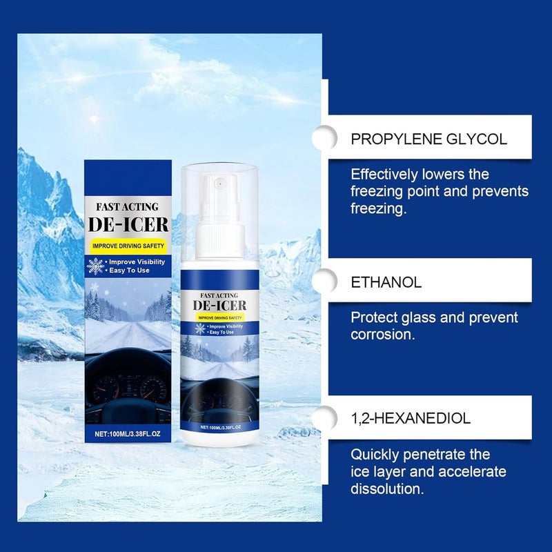 Windshield Defroster Spray - Ice Remover for Vehicles, Powerful Snow Melting Spray, Quick Defrost Solution, Improve Early Morning Drivers, Trucks, Go - Image 3