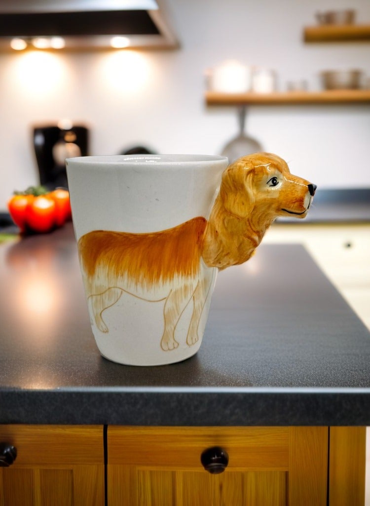 سولاري مج قهوة من السيراميك مطلي يدويا على شكل حيوان ثلاثي الأبعاد سعة 450 مل مع طبعة حيوانات متنوعة، مناسب للشاي والقهوة والحليب ويعد هدية مثالية للأطفال والمراهقين والرجال والنساء (مسترد ذهبي) - Image 5