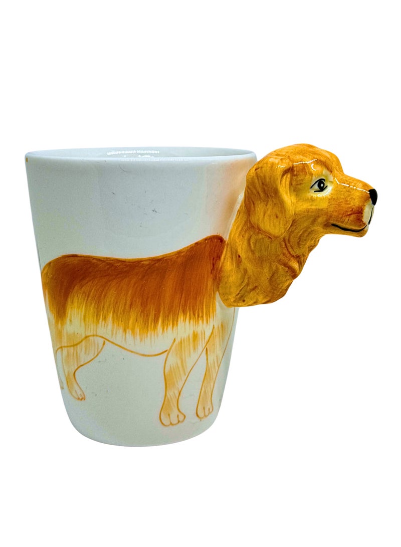 سولاري مج قهوة من السيراميك مطلي يدويا على شكل حيوان ثلاثي الأبعاد سعة 450 مل مع طبعة حيوانات متنوعة، مناسب للشاي والقهوة والحليب ويعد هدية مثالية للأطفال والمراهقين والرجال والنساء (مسترد ذهبي) - Image 1