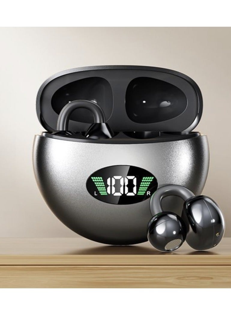 Alyashmac Open Ear Clip Headphones with LED PowerDisplay,Wireless Bluetooth Earbuds, Open Ear Earbuds ，5.4 Sport Earbuds  Clip-on Earphones, Noise reduction, water resistance, Hi-Fi sound quality, suitable for playing games,to music (Black) - Image 1