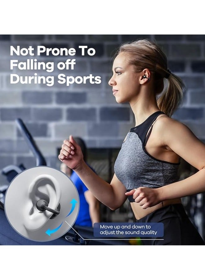 Alyashmac Open Ear Clip Headphones with LED PowerDisplay,Wireless Bluetooth Earbuds, Open Ear Earbuds ，5.4 Sport Earbuds  Clip-on Earphones, Noise reduction, water resistance, Hi-Fi sound quality, suitable for playing games,to music (Black) - Image 4