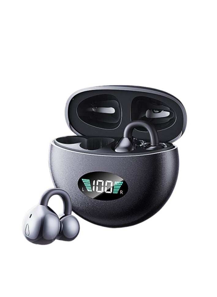 Alyashmac Open Ear Clip Headphones with LED PowerDisplay,Wireless Bluetooth Earbuds, Open Ear Earbuds ，5.4 Sport Earbuds  Clip-on Earphones, Noise reduction, water resistance, Hi-Fi sound quality, suitable for playing games,to music (Black) - Image 2