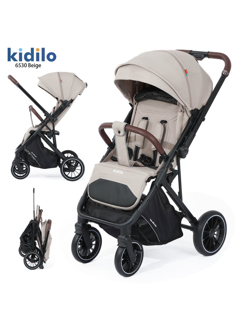 Kidilo Baby Stroller - Reversible Handle, Comfortable, Foldable Stroller - Newborn Stroller w/All-Scene Large Wheels - Image 1