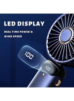Ocean Mini Handheld Fan, 5 Speeds Portable Personal Fans with LED Screen 90° Adjustable Cooling Fan Removable Base, Quiet USB Fan for Home Office Outdoor Travel, 16-24 Hours Working (Blue)  - Image 4