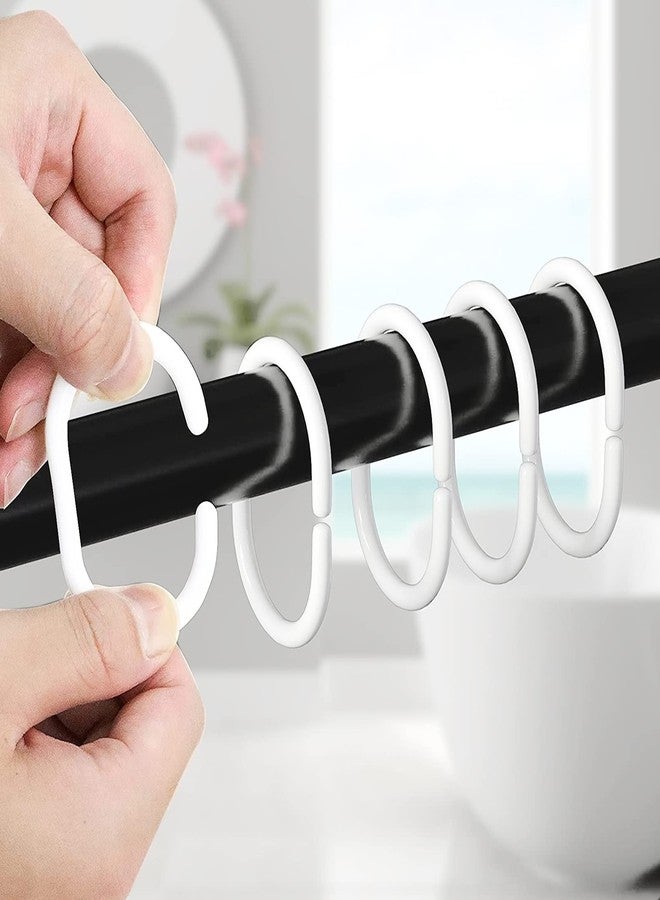 Qulable 24 pcs Shower Curtain Rings Plastic Shower Curtain Hooks C-Shaped Rings Hook Hanger Bath Drape Loop Clip Glide Bathroom Shower Window Rod (White) - Image 4