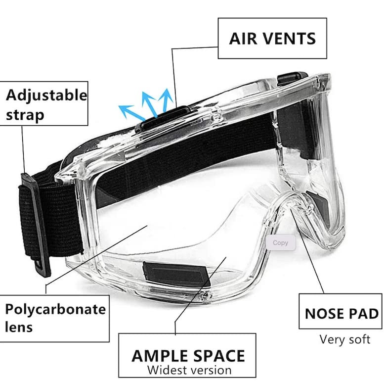 WYATT ANT5PPE Lab Industry Chemical Factory Anti Splash Lens PC Safety Goggles Motorbikes Dust Protection Eye Wear (TINTED) - Image 2