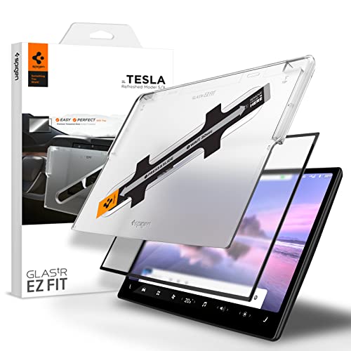 Spigen Tempered Glass Screen Protector [GlasTR EZ FIT] Designed for Tesla Model S (2025-2021), Tesla Model X (2025-2022) 17 inch Dashboard Touchscreen - Matte/Anti Fingerprint - Image 1