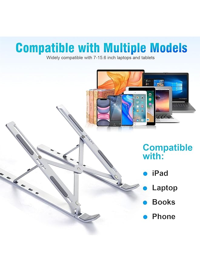 erorex Laptop Stand For Desk Adjustable Laptop Riser Abs+Silicone Foldable Portable Laptop Holder Ventilated Cooling Notebook Stand For Macbook Pro Air Lenovo Dell Hp Laptops Tablet  - Image 5