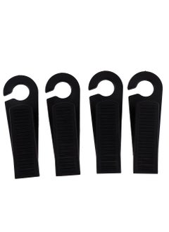 LAWAZIM Plastic Door Stopper -4 Piece- Durable Black Slanted Door Wedge with Non-Slip Base Child and Pet-Safe - for Indoor and Outdoor Use Prevents Doors from Slamming and Suitable for All Floor Types  - Image 1