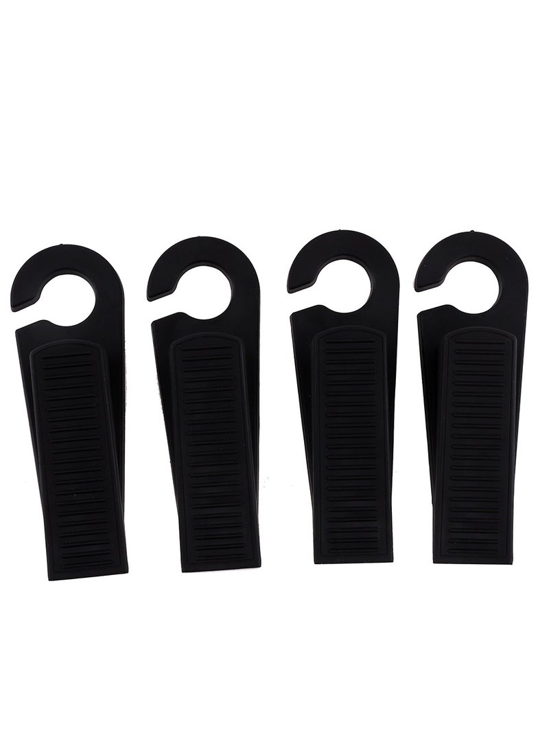 LAWAZIM Plastic Door Stopper -4 Piece- Durable Black Slanted Door Wedge with Non-Slip Base Child and Pet-Safe - for Indoor and Outdoor Use Prevents Doors from Slamming and Suitable for All Floor Types  - Image 1