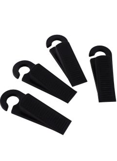 LAWAZIM Plastic Door Stopper -4 Piece- Durable Black Slanted Door Wedge with Non-Slip Base Child and Pet-Safe - for Indoor and Outdoor Use Prevents Doors from Slamming and Suitable for All Floor Types  - Image 2