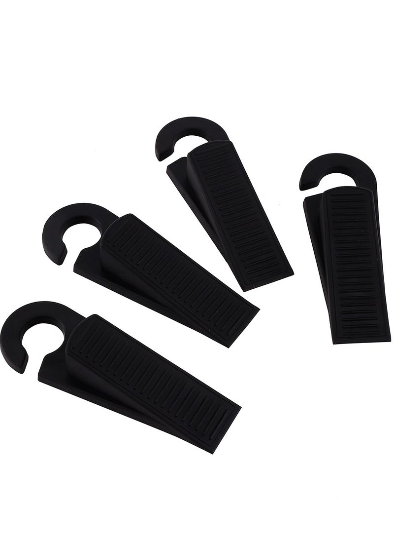 LAWAZIM Plastic Door Stopper -4 Piece- Durable Black Slanted Door Wedge with Non-Slip Base Child and Pet-Safe - for Indoor and Outdoor Use Prevents Doors from Slamming and Suitable for All Floor Types  - Image 2