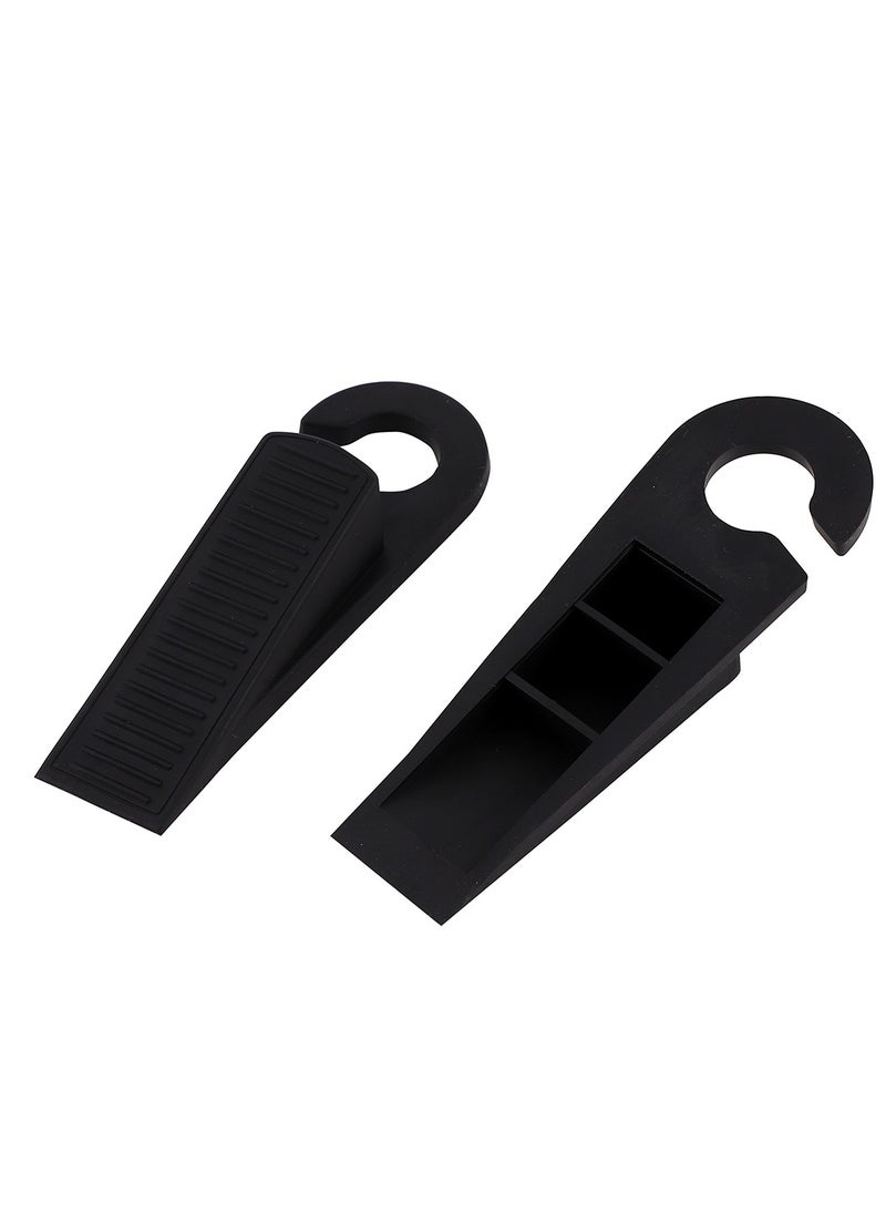 LAWAZIM Plastic Door Stopper -4 Piece- Durable Black Slanted Door Wedge with Non-Slip Base Child and Pet-Safe - for Indoor and Outdoor Use Prevents Doors from Slamming and Suitable for All Floor Types  - Image 3