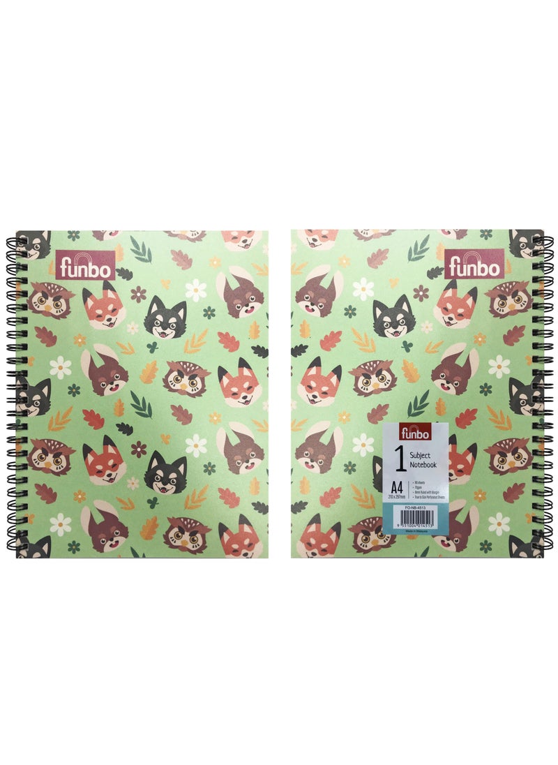 Funbo - FUNBO - A4 Size, 80 Sheet Single subject notebook with PP cover (Cute Animals) - Image 1