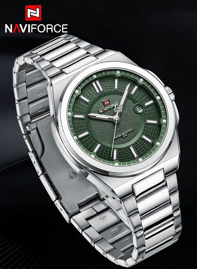 نافيفورس ساعة يد عسكرية رياضية كاجوال للرجال بتقويم كوارتز وساعة عمل من الفولاذ المقاوم للصدأ مقاومة للماء للرجال ساعة تناظرية مقاومة للماء NF9212 - Image 2