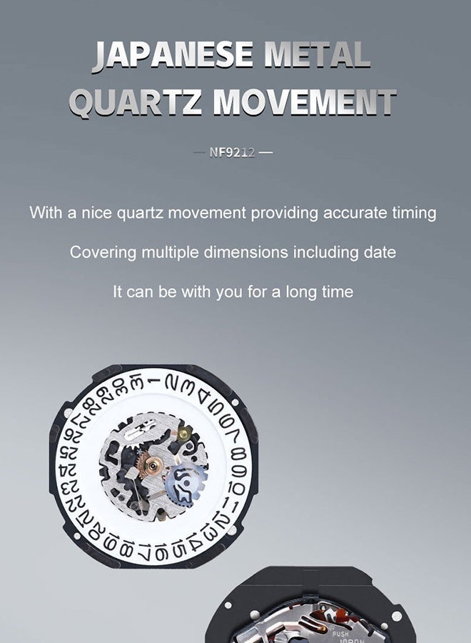 نافيفورس ساعة يد عسكرية رياضية كاجوال للرجال بتقويم كوارتز وساعة عمل من الفولاذ المقاوم للصدأ مقاومة للماء للرجال ساعة تناظرية مقاومة للماء NF9212 - Image 4