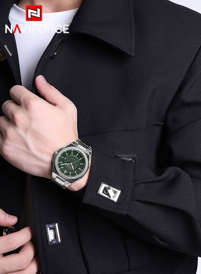 نافيفورس ساعة يد عسكرية رياضية كاجوال للرجال بتقويم كوارتز وساعة عمل من الفولاذ المقاوم للصدأ مقاومة للماء للرجال ساعة تناظرية مقاومة للماء NF9212 - Image 3