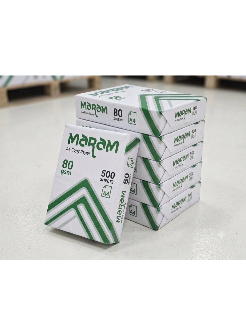 Maram Premium Copy Paper A4 80 GSM – 1 Box (5 Reams, 2500 Sheets) - Image 1