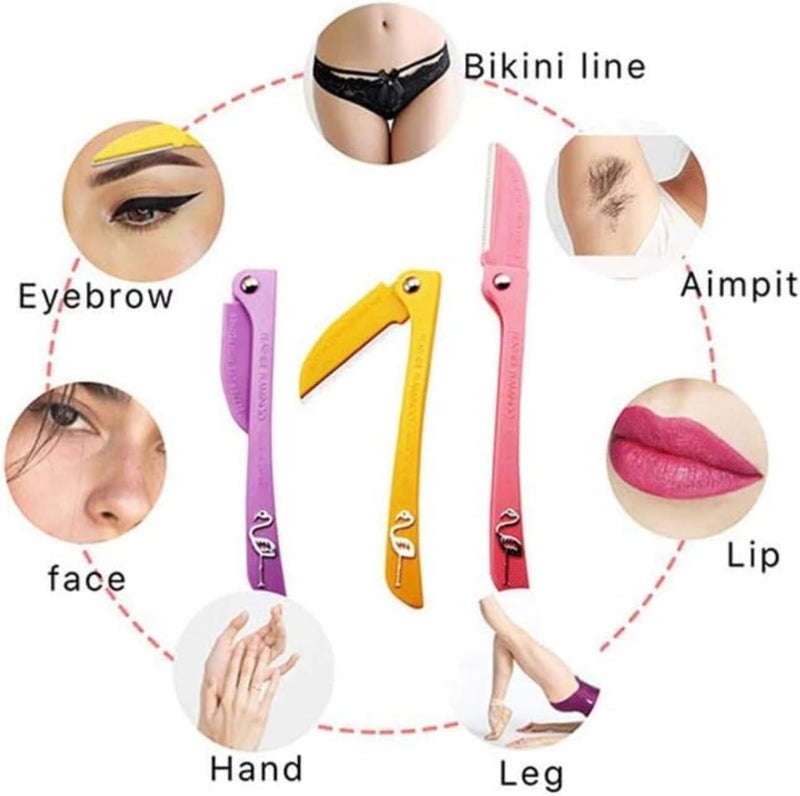 Blooming Cost saving design picks 3 Piece Flamingos Ladies Razor For Facial And Body Hair Yellow/Pink/Purple, Multicolor Elegant practical multi-option build - Image 2