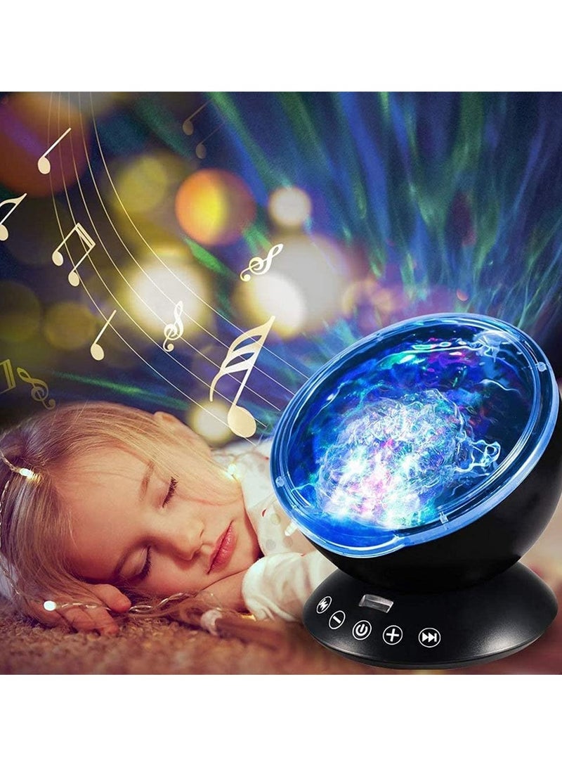 جهاز عرض أمواج المحيط مع ضوء ليلي وجهاز تحكم عن بُعد ومكبر صوت USB وأضواء ملونة بجانب السرير مثالي لحفلات الأطفال وأعياد الميلاد والعطلات - Image 4