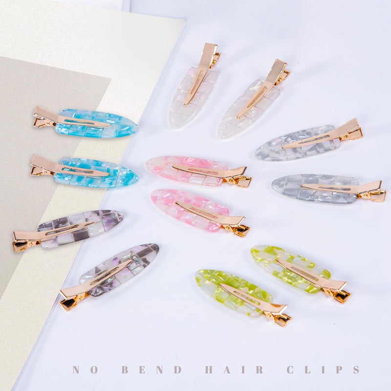 Cptots No Crease Creaseless No Bend Hair Clips For Styling Non Slip Flat Clips For Makeup Hair Accessories For Women,Sparkle Multiple Colors,12 PCS - Image 2