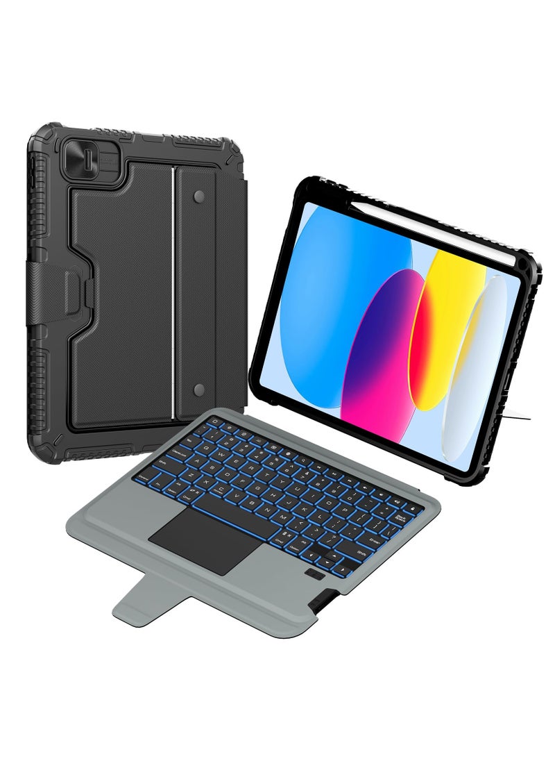 Generic Fit for iPad 10th Generation Case with Keyboard (10.9", 2022), 7 Colors Backlit, Multi-Touch Trackpad, Detachable iPad Case 10th Generation with Pencil Holder Protective Stand and Slide Camera Cover  - Image 1