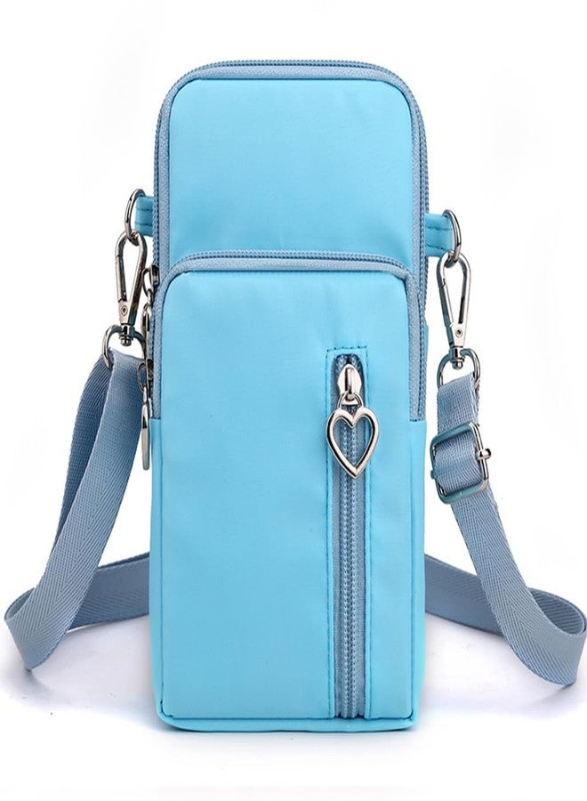 JANKS Small Crossbody Bag for Women - Mini Phone Purses with Crossbody Strap and Wallet - Nylon Arm Bag, A-lightblue, Medium - Image 1