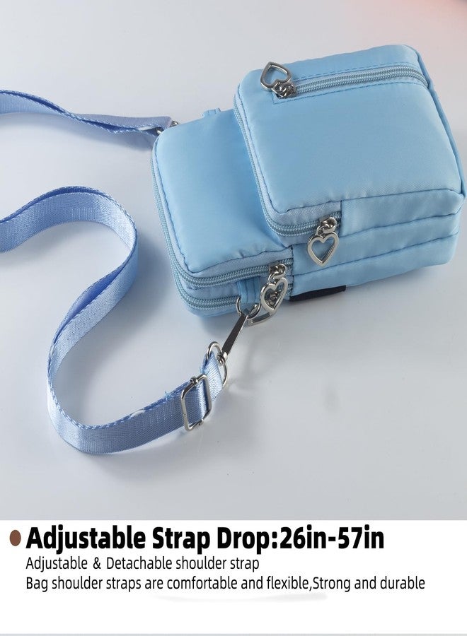 JANKS Small Crossbody Bag for Women - Mini Phone Purses with Crossbody Strap and Wallet - Nylon Arm Bag, A-lightblue, Medium - Image 4