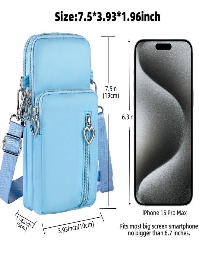 JANKS Small Crossbody Bag for Women - Mini Phone Purses with Crossbody Strap and Wallet - Nylon Arm Bag, A-lightblue, Medium - Image 3