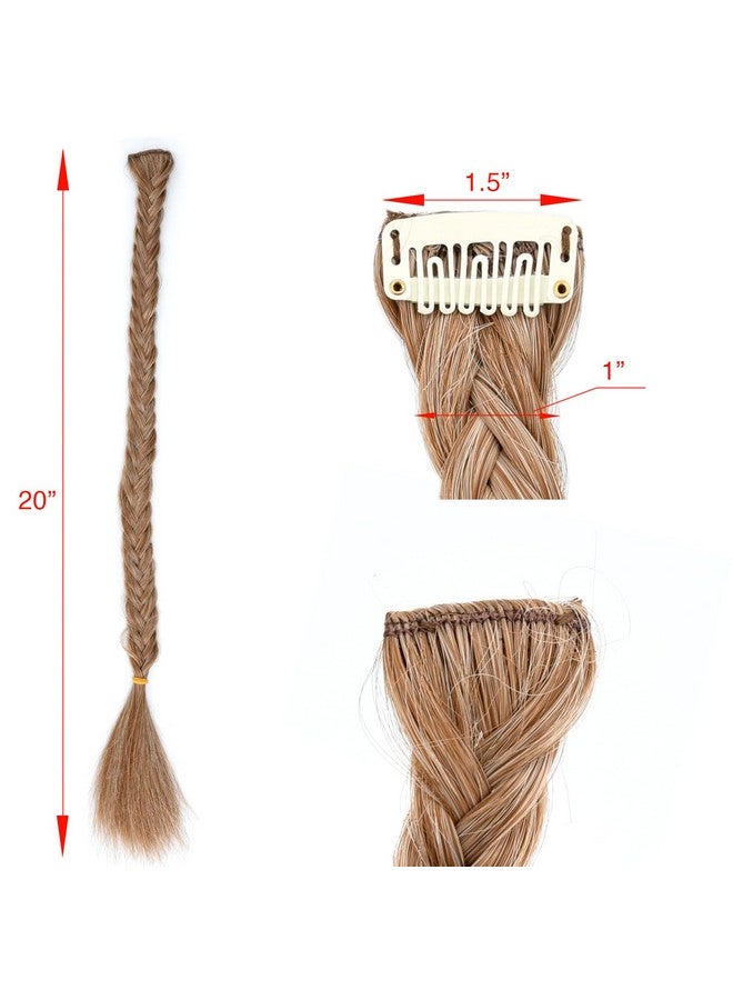 DIGUAN Diy Hairstyle Thin Double 3 Strands And Fishtail Plaited Synthetic Hair Braids Headband With Clip Hair Accessory For Women Girls (Messy Fishtail Caramel Blonde) - Image 3