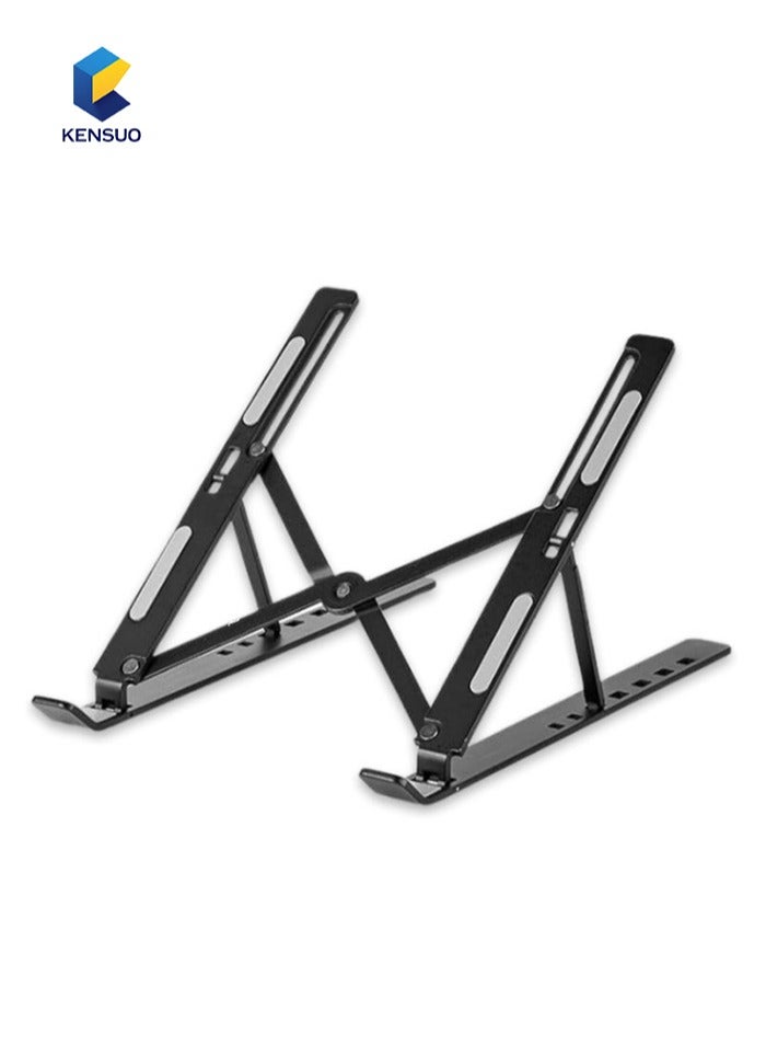 KENSUO Laptop Stand for Desk by Zimtal Adjustable Ergonomic Portable Aluminum Holder for Laptop 6 Angles Anti-Slip Riser Compatible with 9-15.6 inch Laptops (Black)  - Image 1