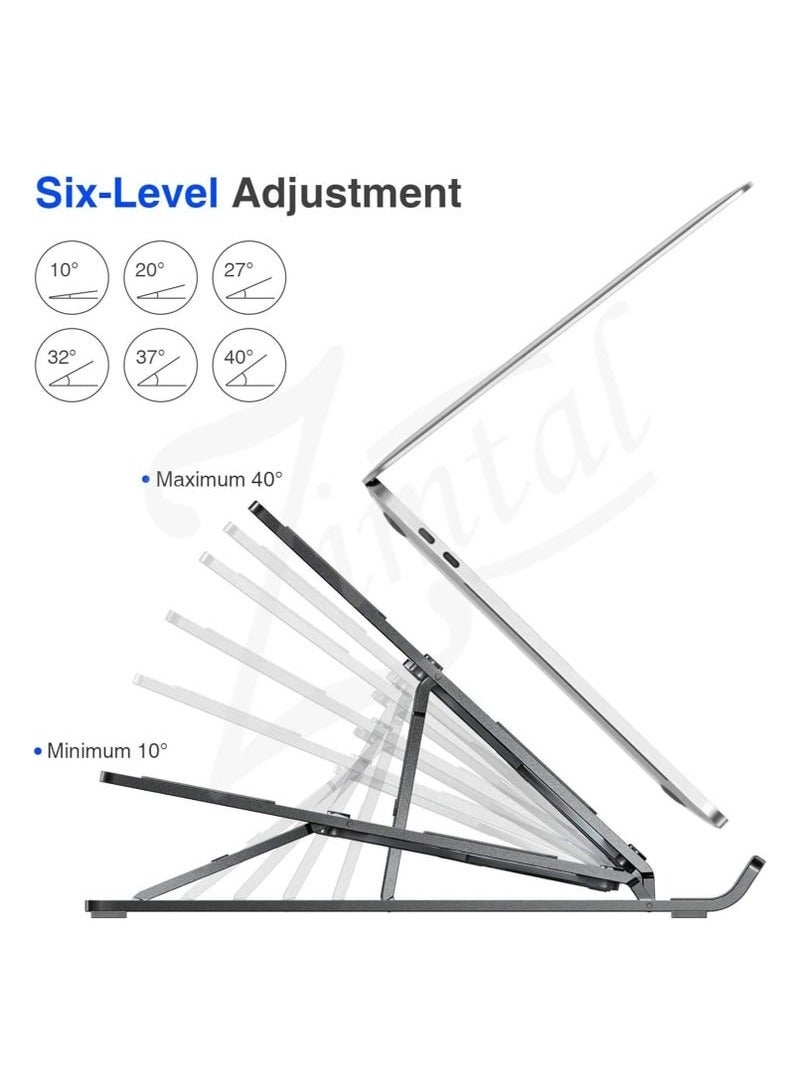 KENSUO Laptop Stand for Desk by Zimtal Adjustable Ergonomic Portable Aluminum Holder for Laptop 6 Angles Anti-Slip Riser Compatible with 9-15.6 inch Laptops (Black)  - Image 4