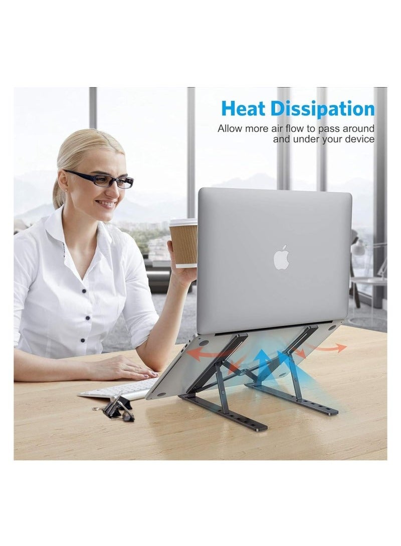 KENSUO Laptop Stand for Desk by Zimtal Adjustable Ergonomic Portable Aluminum Holder for Laptop 6 Angles Anti-Slip Riser Compatible with 9-15.6 inch Laptops (Black)  - Image 5