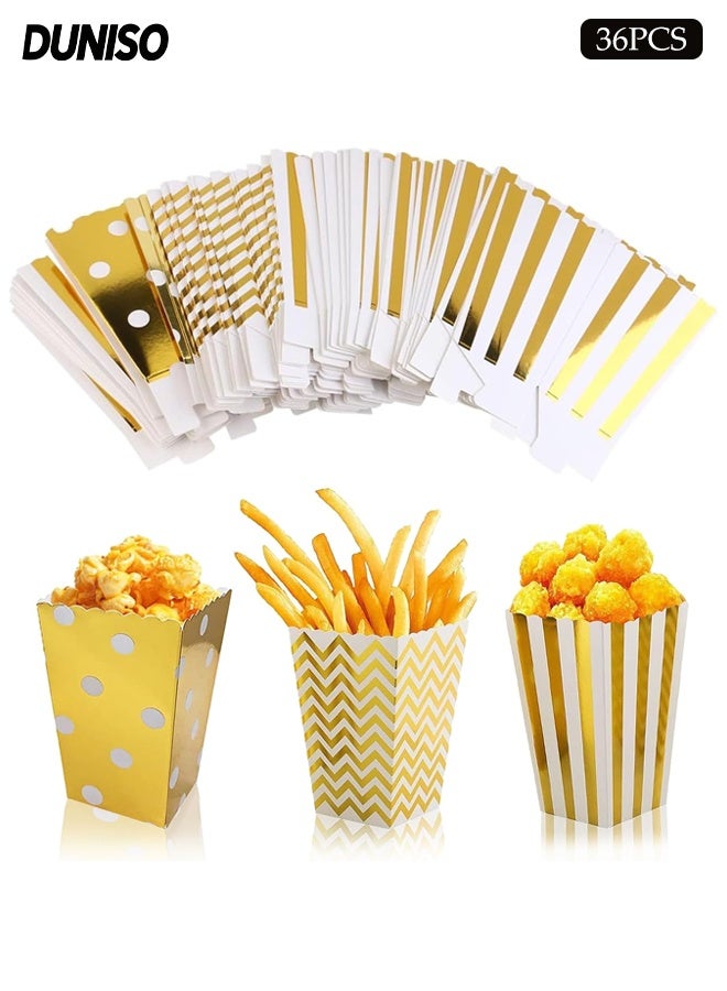 DUNISO 36 Pcs Popcorn Boxes, Stackable Paper Popcorn Cups, Cardboard Candy Container, Small Snack Bags for Bitrhday Party Supplies, Movies Theater, Dessert, Wedding Favors - Image 1