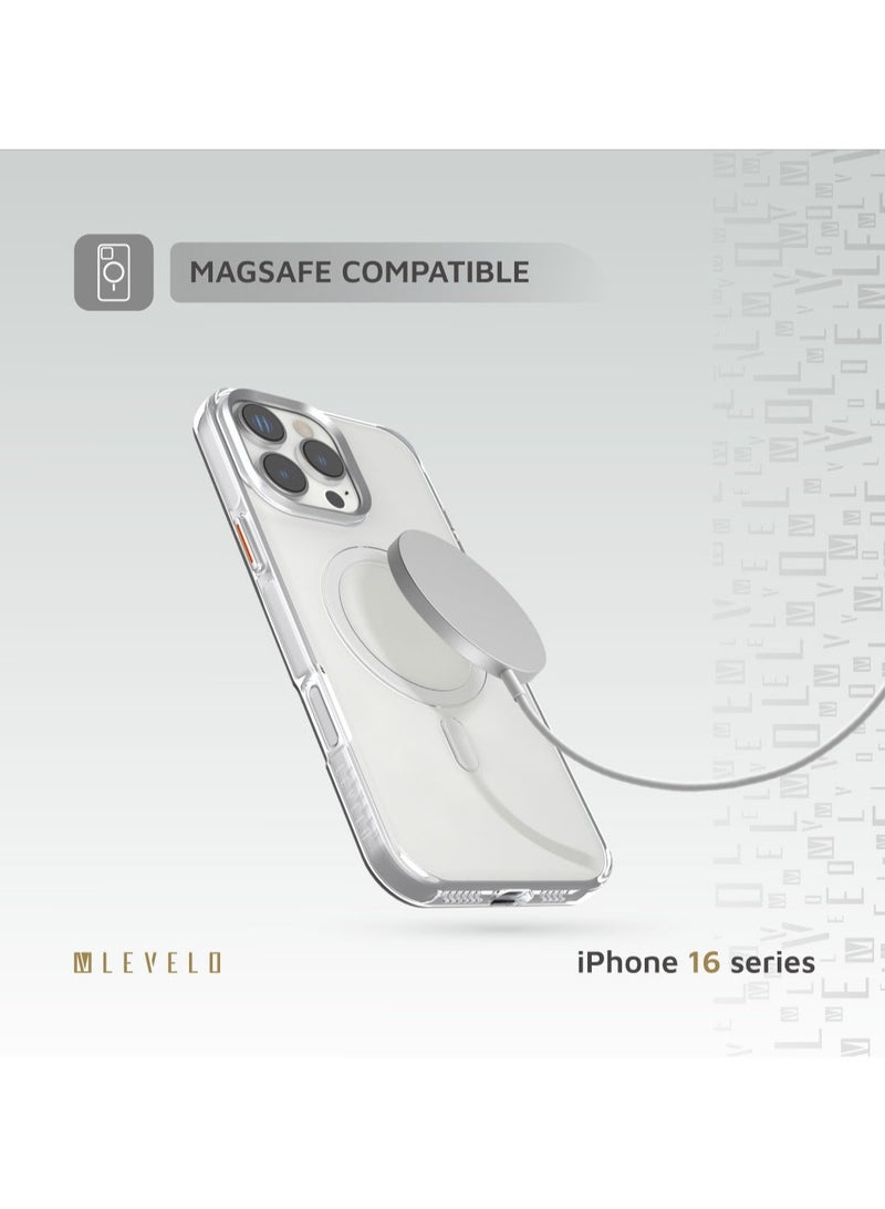 LEVELO iPhone 16 Pro Max MagSafe Case Allure PC Hard Cover / Anti-Yellowing / Ultra-Thin Design / Edge to Edge Cover / Impact Resistant Corners - Clear - Image 3