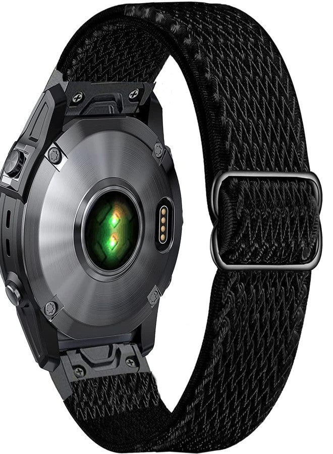 سوار ساعة Olytop Fenix 7/Fenix 6/Fenix 5/epix 2، مقاس 22 مم، سوار معصم بديل مرن من النايلون، سهل التركيب، متوافق مع ساعات Garmin Instinct وFenix 6 Pro/Sapphire وFenix 5 Plus الذكية، لون أسود مموج - Image 1